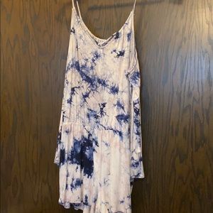 Blue tie dye off the shoulder romper